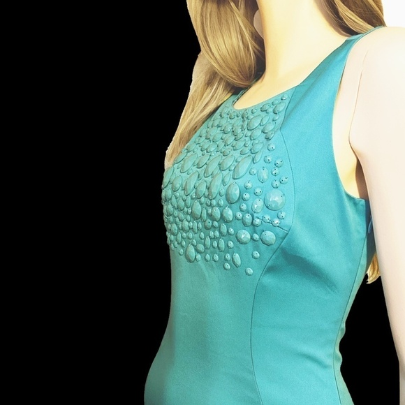 Marciano Cocktail Dress Sheath Special Occasion Faux Turquoise Bodice XS-S Fancy - Picture 7 of 15